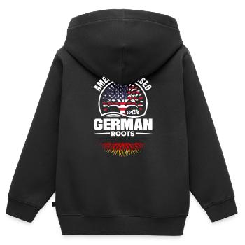 American Raised With German Roots German Germany - Kinder Premium Organic Zip Hoodie - Schwarz - Hinten - AI Model Kid Male (0cm)