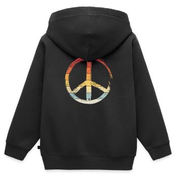 Friedenszeichen - Peace Frieden - Kinder Premium Organic Zip Hoodie - Schwarz - Hinten - AI Model Kid Male (0cm)