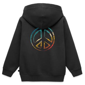 Friedenszeichen - Peace Frieden - Kinder Premium Organic Zip Hoodie - Schwarz - Hinten - AI Model Kid Male (0cm)