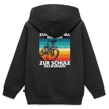 Downhill T-Shirt Zum Downhill Geboren zur Schule - Kinder Premium Organic Zip Hoodie - Schwarz - Hinten - AI Model Kid Male (0cm)