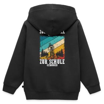 Downhill T-Shirt Zum Downhill Geboren zur Schule - Kinder Premium Organic Zip Hoodie - Schwarz - Hinten - AI Model Kid Male (0cm)