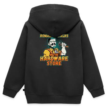 I like romantic walks in the hardware store - Kids Premium Organic Zip-up Hoodie - black - Back - AI Model Kid Male (0cm)