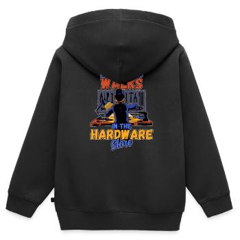I like romantic walks in the hardware store - Kids Premium Organic Zip-up Hoodie - black - Back - AI Model Kid Male (0cm)