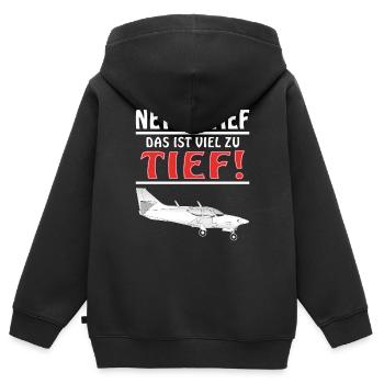 MOTORFLIEGER NET SO DEEP - Kids Premium Organic Zip-up Hoodie - black - Back - AI Model Kid Male (0cm)