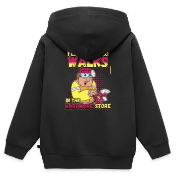 I like romantic walks in the hardware store - Kids Premium Organic Zip-up Hoodie - black - Back - AI Model Kid Male (0cm)
