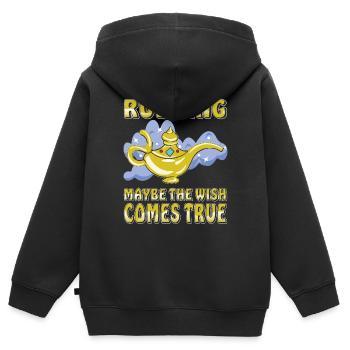 FROTTER PEUT-ÊTRE QUE LE SOUHAIT SE RÉALISE - Sweat Premium à capuche zippé enfant bio - noir - Dos - AI Model Kid Male (0cm)
