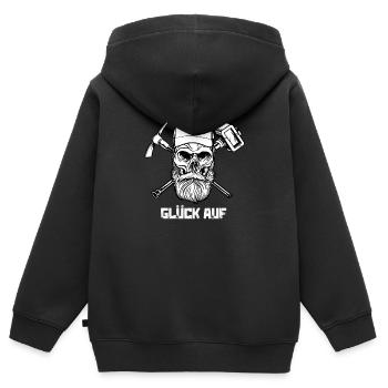 Ruhrpott Bergwerk Hammer & Eisen Pott Kohlewerk - Kinder Premium Organic Zip Hoodie - Schwarz - Hinten - AI Model Kid Male (0cm)