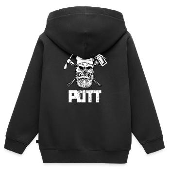 Ruhrpott Bergwerk Hammer & Eisen Pott Kohlewerk - Kinder Premium Organic Zip Hoodie - Schwarz - Hinten - AI Model Kid Male (0cm)