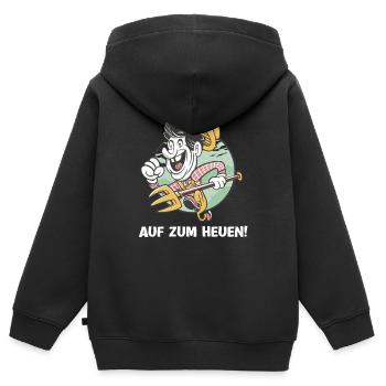 Bauer Landwirt Auf zum Heuen Heuernte Heugabel - Kinder Premium Organic Zip Hoodie - Schwarz - Hinten - AI Model Kid Male (0cm)