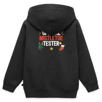 Drôle de Noël Ivy Berries Santa Officiel - Sweat Premium à capuche zippé enfant bio - noir - Dos - AI Model Kid Male (0cm)