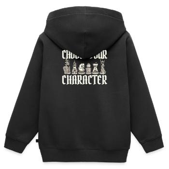 Joueurs d’échecs - Sweat Premium à capuche zippé enfant bio - noir - Dos - AI Model Kid Male (0cm)