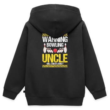 Avertissement Bowling Oncle Va Applaudir Bruyamment Rétro - Sweat Premium à capuche zippé enfant bio - noir - Dos - AI Model Kid Male (0cm)