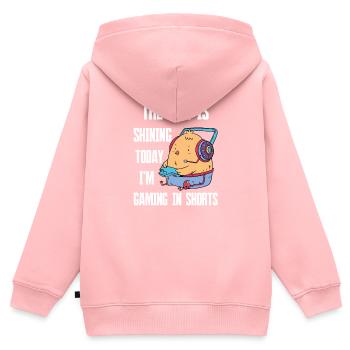 The Sun Is Shining Today Gaming Shorts, Videospiel - Kinder Premium Organic Zip Hoodie - Rosa - Hinten - AI Model Kid Female (0cm)
