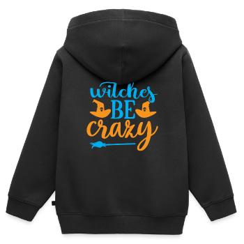 Hexen seien verrückt - Halloween-Humor - Kinder Premium Organic Zip Hoodie - Schwarz - Hinten - AI Model Kid Male (0cm)