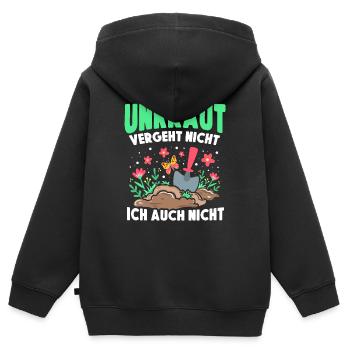 Kleingarten anfänger Unkraut vergeht nicht ich - Kinder Premium Organic Zip Hoodie - Schwarz - Hinten - AI Model Kid Male (0cm)
