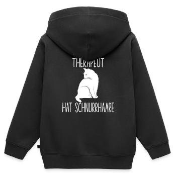Chat Propriétaire Tenue Chats Costume Chat Ami - Sweat Premium à capuche zippé enfant bio - noir - Dos - AI Model Kid Male (0cm)