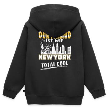 DORTMUND IST WIE NEW YORK - Kinder Premium Organic Zip Hoodie - Schwarz - Hinten - AI Model Kid Male (0cm)
