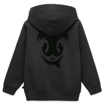 Crazy Smily - Kinder Premium Organic Zip Hoodie - Schwarz - Hinten - AI Model Kid Male (0cm)
