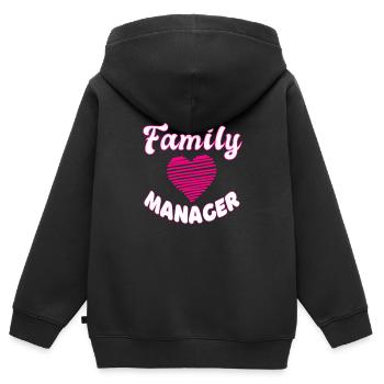 Family Institution Manager Mom pinkes Herz Mutter - Kinder Premium Organic Zip Hoodie - Schwarz - Hinten - AI Model Kid Male (0cm)