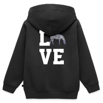 Liebe Zebras - Kinder Premium Organic Zip Hoodie - Schwarz - Hinten - AI Model Kid Male (0cm)