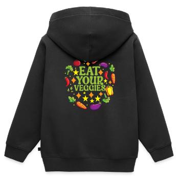 Vegan Vegetarians - Kids Premium Organic Zip-up Hoodie - black - Back - AI Model Kid Male (0cm)