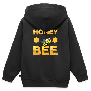 Conception d’abeilles mellifères - Sweat Premium à capuche zippé enfant bio - noir - Dos - AI Model Kid Male (0cm)