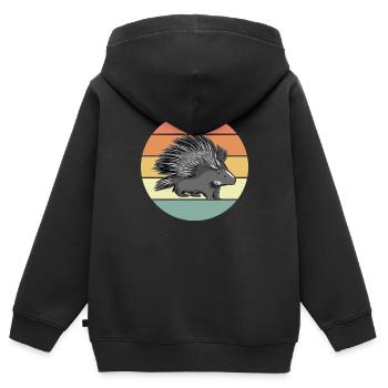 Stachelschwein - Kinder Premium Organic Zip Hoodie - Schwarz - Hinten - AI Model Kid Male (0cm)