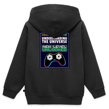 DAS UNIVERSUM VERSTEHEN - Kinder Premium Organic Zip Hoodie - Schwarz - Hinten - AI Model Kid Male (0cm)