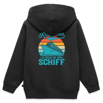Kreuzfahrer zu Hause auf dem Schiff Kreuzfahrt Ur - Kinder Premium Organic Zip Hoodie - Schwarz - Hinten - AI Model Kid Male (0cm)