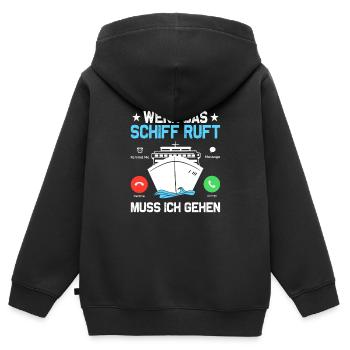 Wenn das Schiff ruft Muss ich gehen Kreuzfahrt Ur - Kinder Premium Organic Zip Hoodie - Schwarz - Hinten - AI Model Kid Male (0cm)