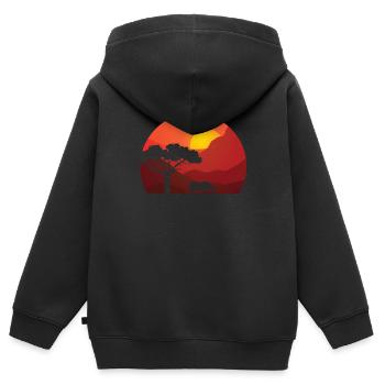 Nashorn In Der Savanne - Kinder Premium Organic Zip Hoodie - Schwarz - Hinten - AI Model Kid Male (0cm)