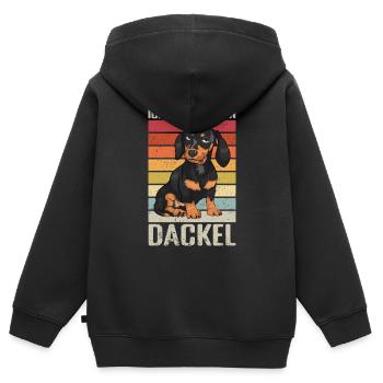 Dackel Rauhaar Dackel - Kinder Premium Organic Zip Hoodie - Schwarz - Hinten - AI Model Kid Male (0cm)