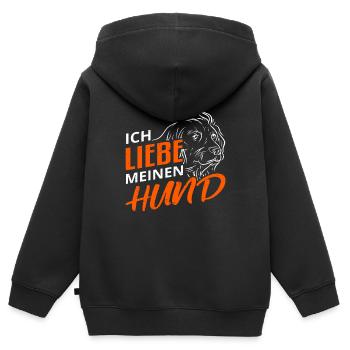 Hund Hundebesitzer - Kinder Premium Organic Zip Hoodie - Schwarz - Hinten - AI Model Kid Male (0cm)