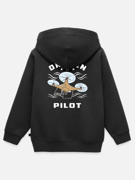 DRONEN PILOT - Kinder Premium Organic Zip Hoodie - Schwarz
