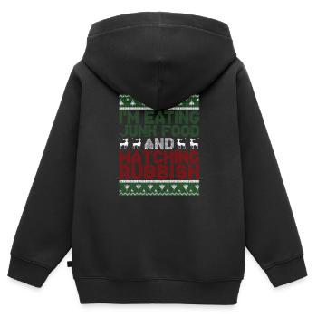 Ich esse Junk Food und schaue einen miesen - Kinder Premium Organic Zip Hoodie - Schwarz - Hinten - AI Model Kid Male (0cm)