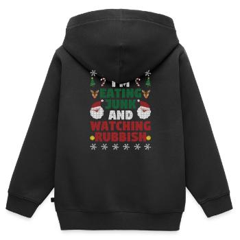 Christmas movie: I eat junk food and watch - Kids Premium Organic Zip-up Hoodie - black - Back - AI Model Kid Male (0cm)