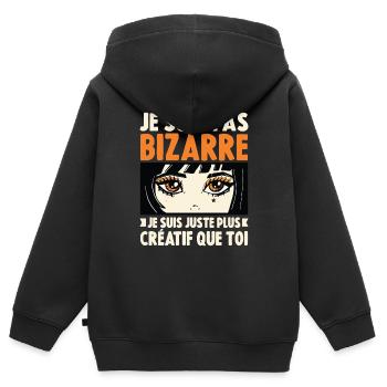 Je ne suis pas bizarre, je suis juste plus créatif - Sweat Premium à capuche zippé enfant bio - noir - Dos - AI Model Kid Male (0cm)