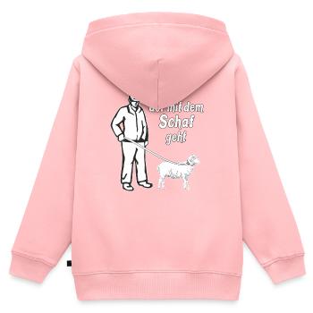 DER MIT DEM SCHAF GEHT - Kinder Premium Organic Zip Hoodie - Rosa - Hinten - AI Model Kid Female (0cm)