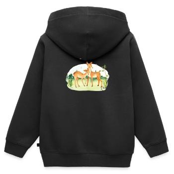 Forest Animal Deer Flowers Name Mila - Kids Premium Organic Zip-up Hoodie - black - Back - AI Model Kid Male (0cm)