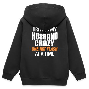 Conduire le mari fou une bouffée de chaleur à la fois - Sweat Premium à capuche zippé enfant bio - noir - Dos - AI Model Kid Male (0cm)