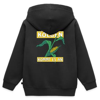 AUF DEN KOLBEN KOMMT ES AN - Kinder Premium Organic Zip Hoodie - Schwarz - Hinten - AI Model Kid Male (0cm)