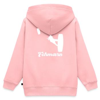 FEHMARN KITEN KITESURFEN KITE SURFEN SURFING - Kinder Premium Organic Zip Hoodie - Rosa - Hinten - AI Model Kid Female (0cm)
