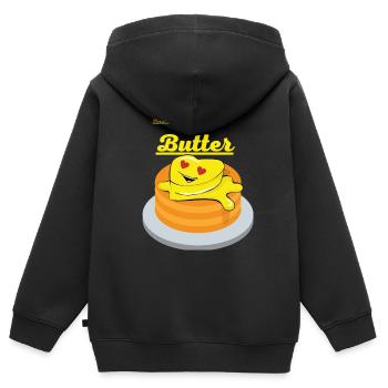 lisse comme du beurre - Sweat Premium à capuche zippé enfant bio - noir - Dos - AI Model Kid Male (0cm)