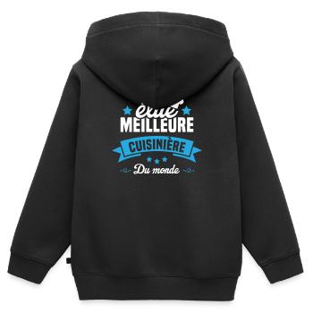 élue Meilleure cuisinière du monde - Sweat Premium à capuche zippé enfant bio - noir - Dos - AI Model Kid Male (0cm)