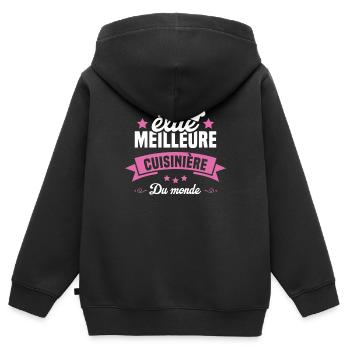 élue Meilleure cuisinière du monde - Sweat Premium à capuche zippé enfant bio - noir - Dos - AI Model Kid Male (0cm)