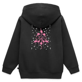 Flamingo Weihnachtsbaum Vogel Tier Xmas PJs Pyjama - Kinder Premium Organic Zip Hoodie - Schwarz - Hinten - AI Model Kid Male (0cm)
