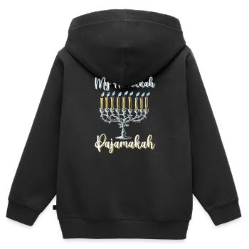 My Hanukkah Pajamakah - Menorah Lights Hanukkah - Sweat Premium à capuche zippé enfant bio - noir - Dos - AI Model Kid Male (0cm)
