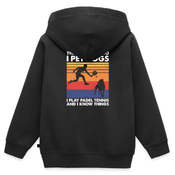 I Play Padel Tennis I Pet Dogs, Padel Tennis - Kinder Premium Organic Zip Hoodie - Schwarz - Hinten - AI Model Kid Male (0cm)