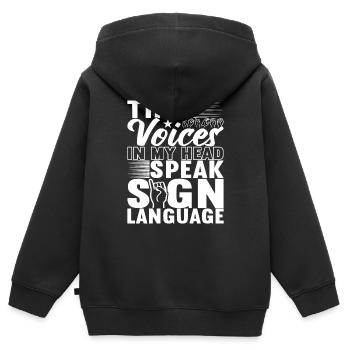 Sourds sourds-muets sourds sourds - Sweat Premium à capuche zippé enfant bio - noir - Dos - AI Model Kid Male (0cm)