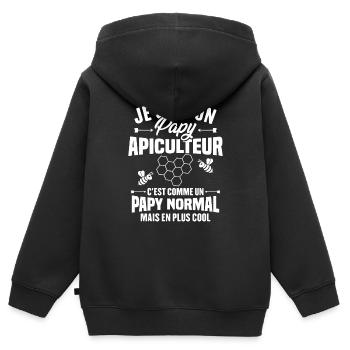 Je suis un papy Apiculteur et un papy normal - Sweat Premium à capuche zippé enfant bio - noir - Dos - AI Model Kid Male (0cm)